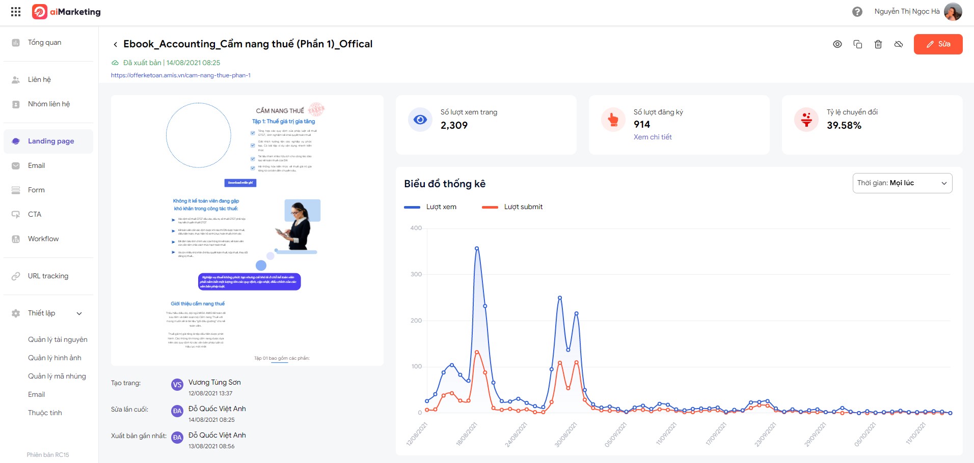 Effective report landing page